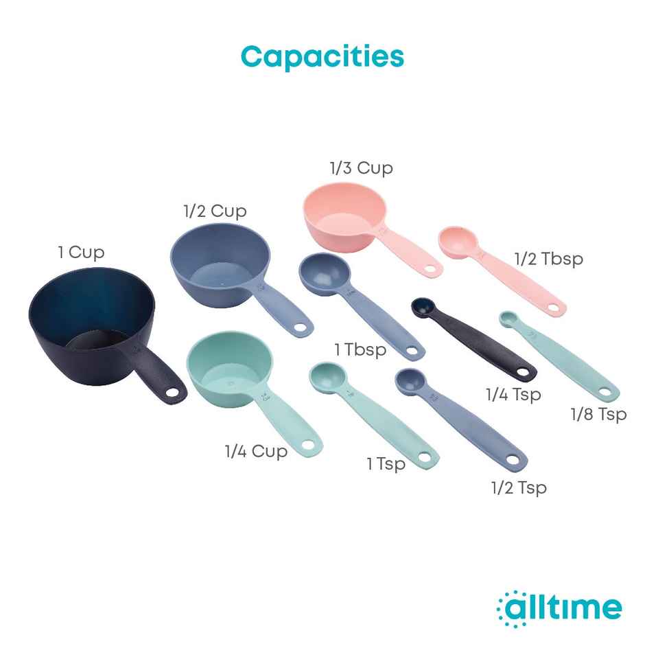 All Time Precise Measuring Cups & Spoons (Assorted Color) (10 Pc Set)