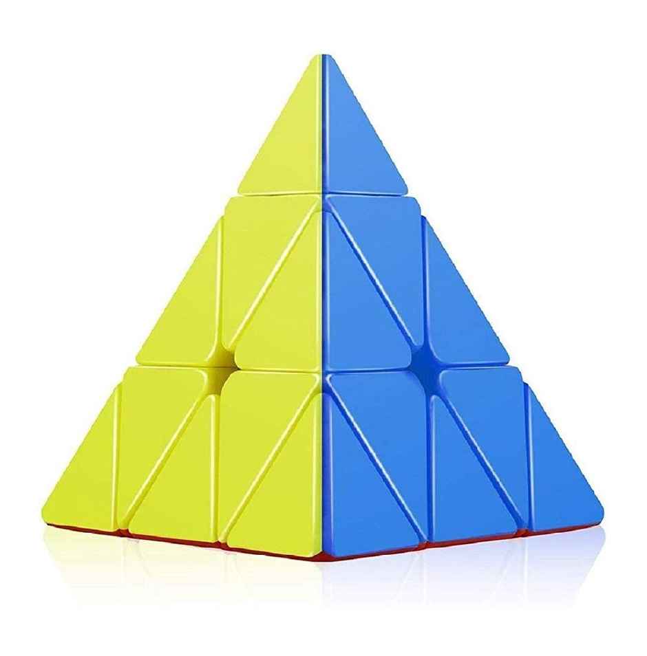 Storio Kid Cubes Pyramid High Speed Sticker Less Magic Puzzle Cube Game Toy | Multicolour