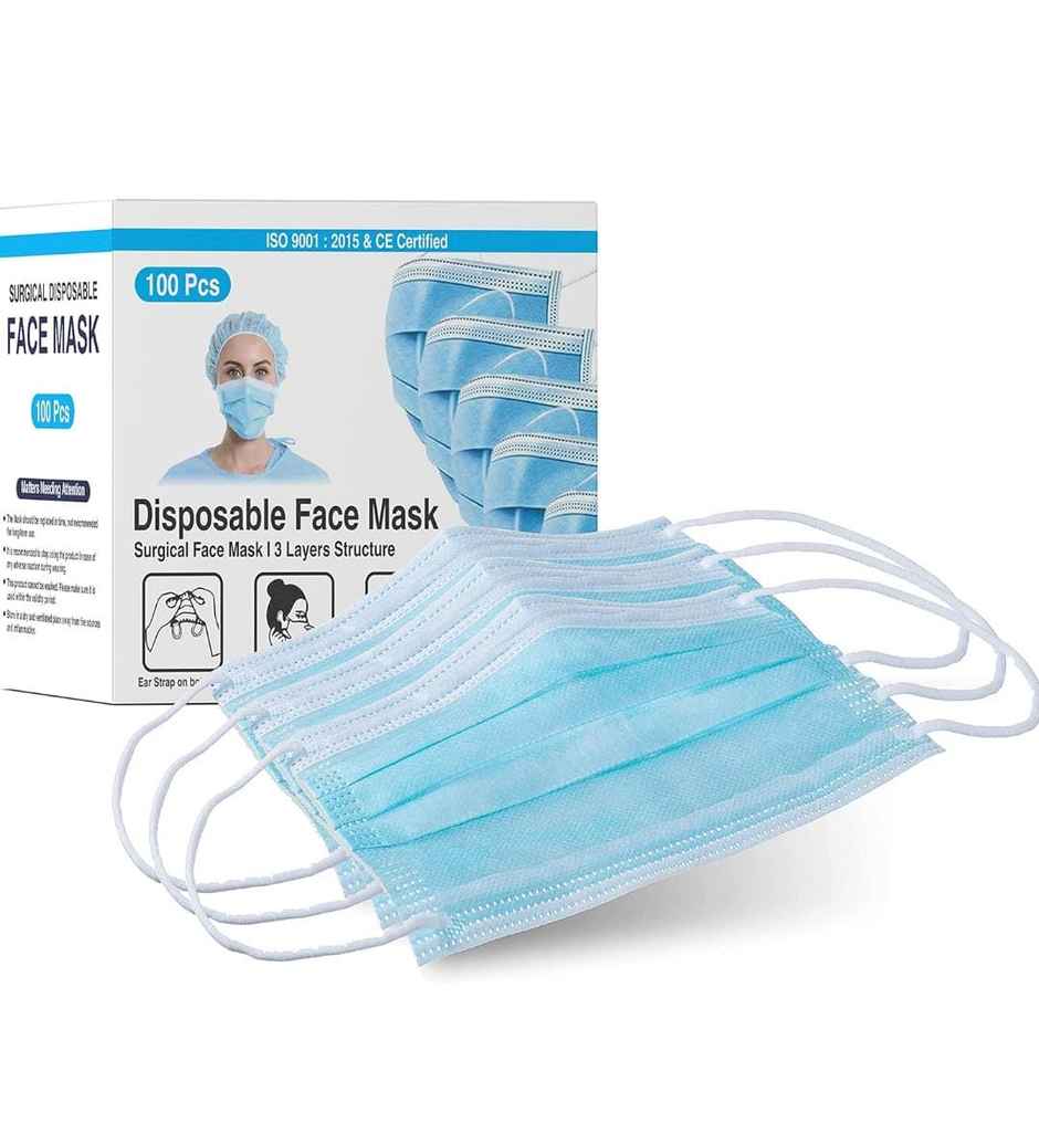 Filixtrue Disposable Surgical 3 Ply Mask Pack Of 100 Combo