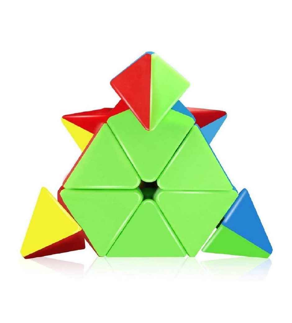 Storio Kid Cubes Pyramid High Speed Sticker Less Magic Puzzle Cube Game Toy | Multicolour
