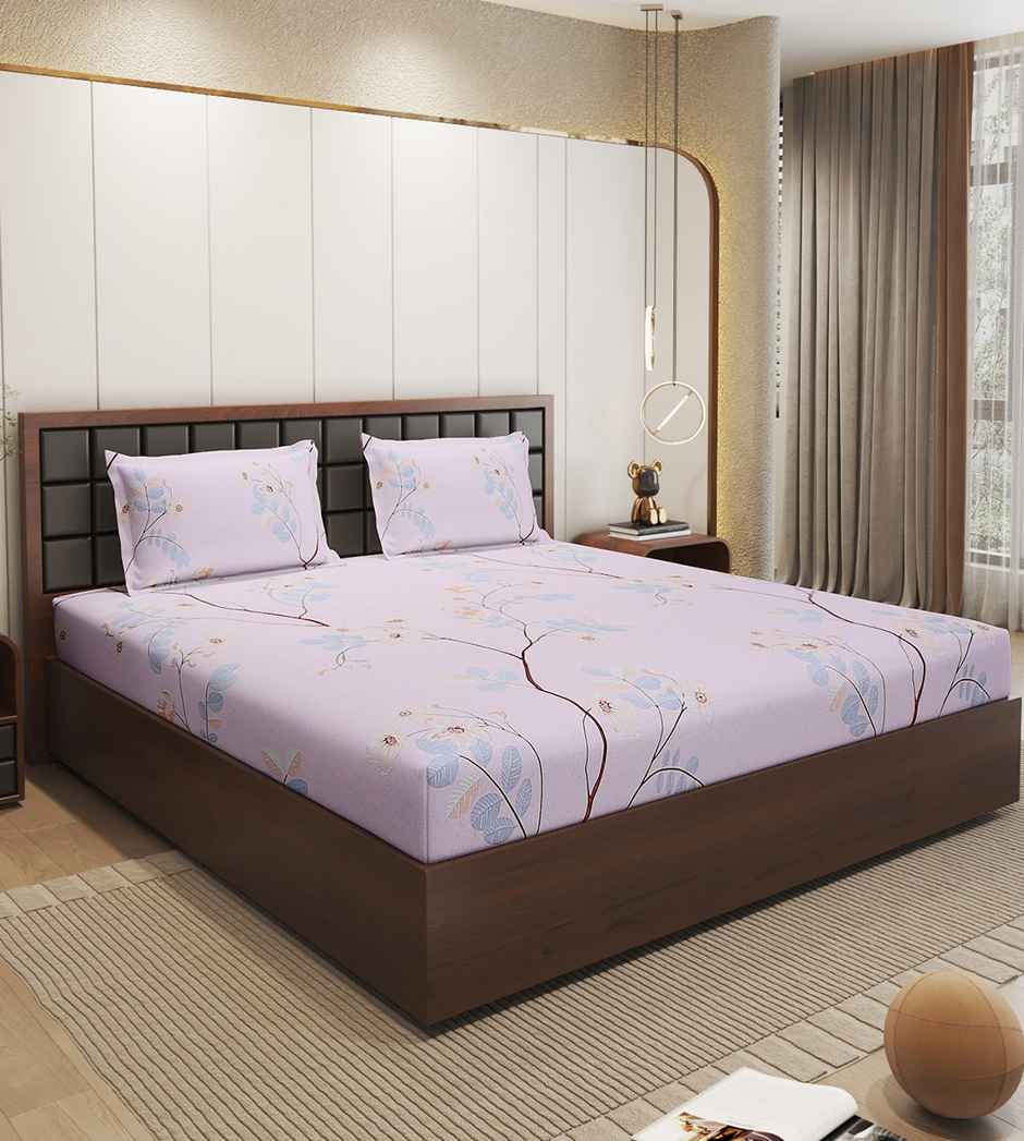 Status Imperial Corner Fitted Double Bedsheet | Tranquil Leaves | 198 x 182 cm