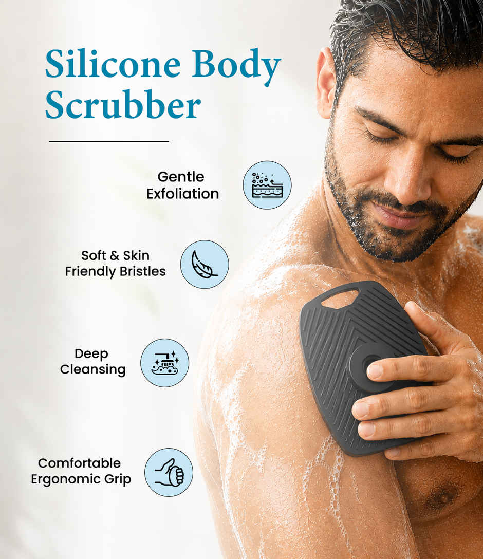 Kloy Silicone Body Scrubber Bath Brush for Deep Cleansing Exfoliation Massage and Shower Use