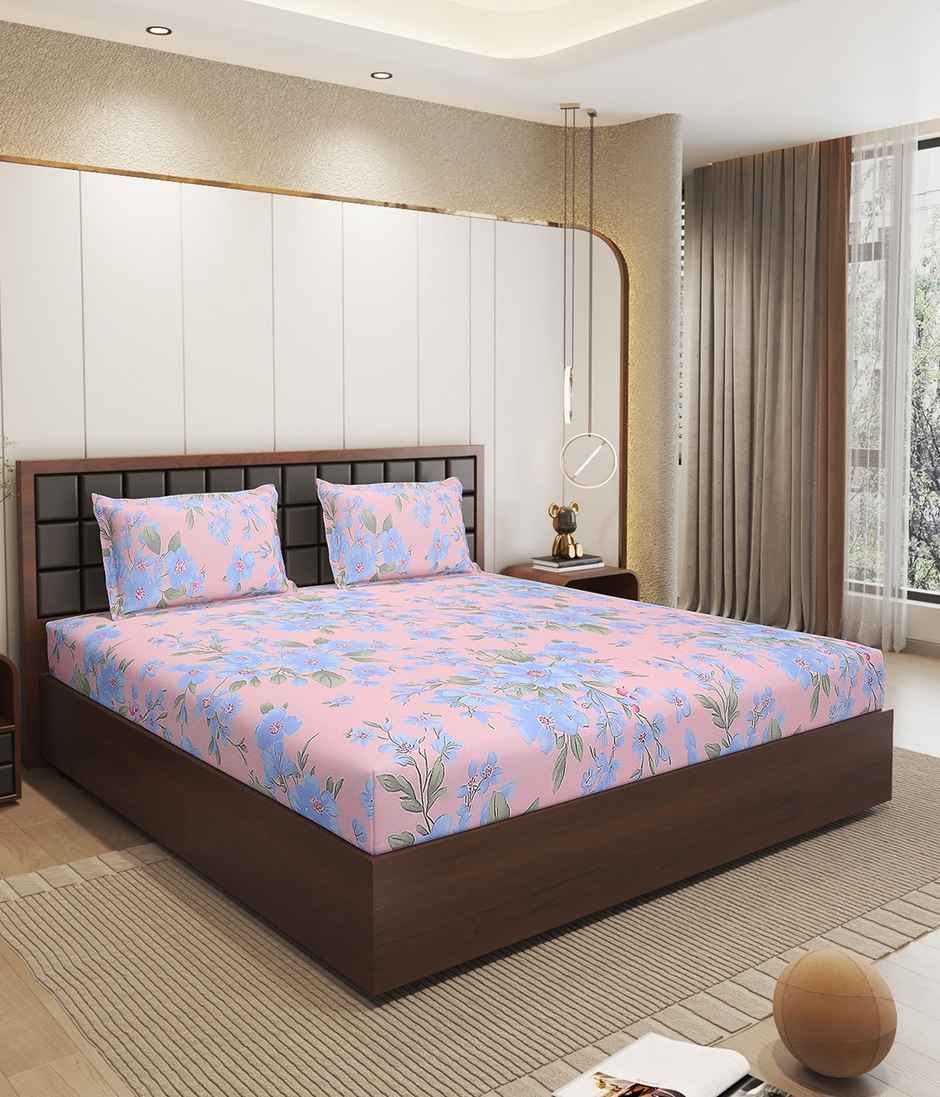 Status Imperial Corner Fitted Double Bedsheet | Velvet Blush Botanicals | 198 x 182 cm
