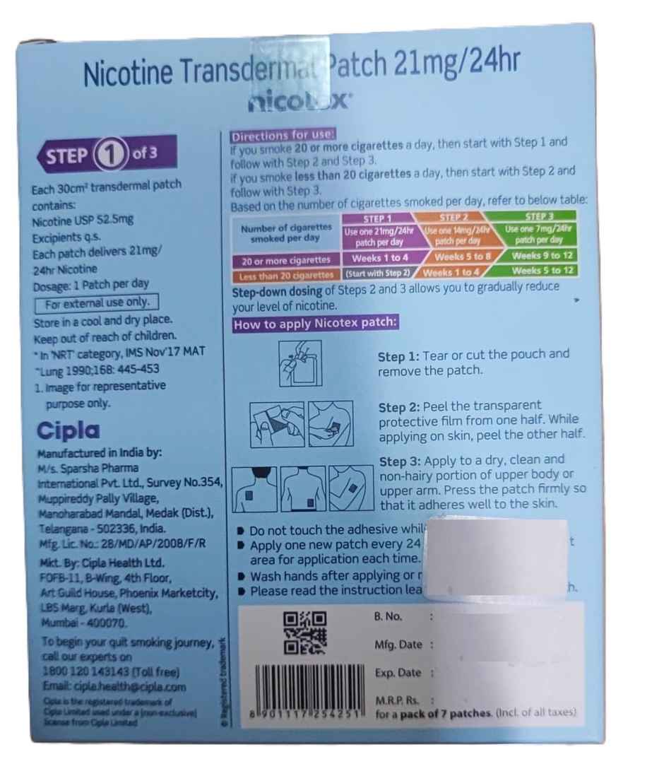 Nicotex 21mg Nicotine Transdermal Patch