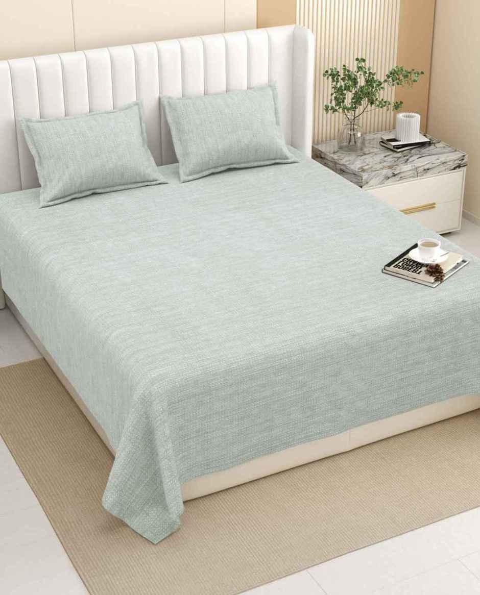 DREAM WEAVERZ King Size Bedsheet With 2 Pillow Covers | 100% Cotton| Light Grey