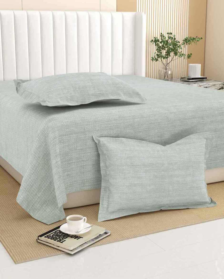 DREAM WEAVERZ King Size Bedsheet With 2 Pillow Covers | 100% Cotton| Light Grey