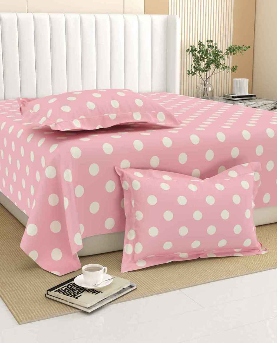 DREAM WEAVERZ King Size Bedsheet With 2 Pillow Covers | 100% Cotton| Pink