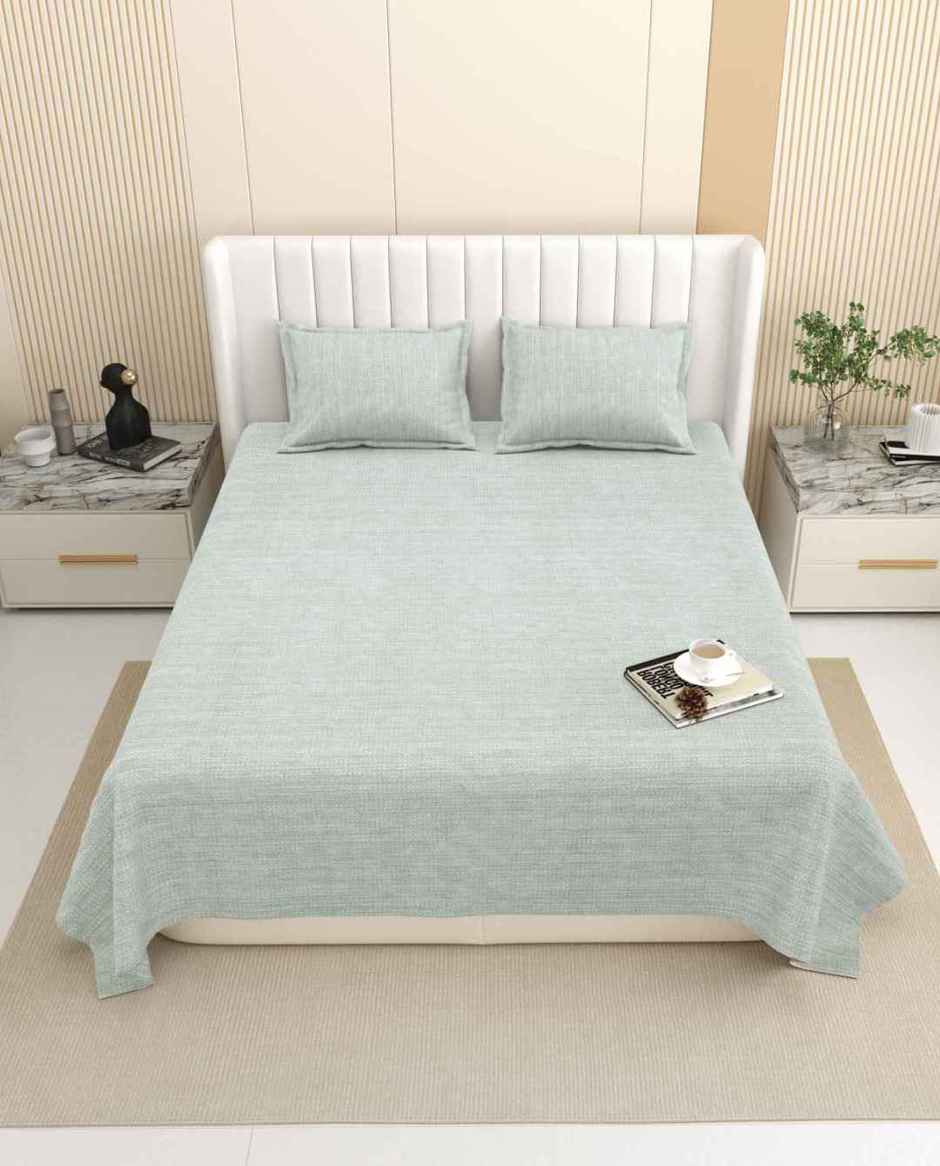 DREAM WEAVERZ King Size Bedsheet With 2 Pillow Covers | 100% Cotton| Light Grey