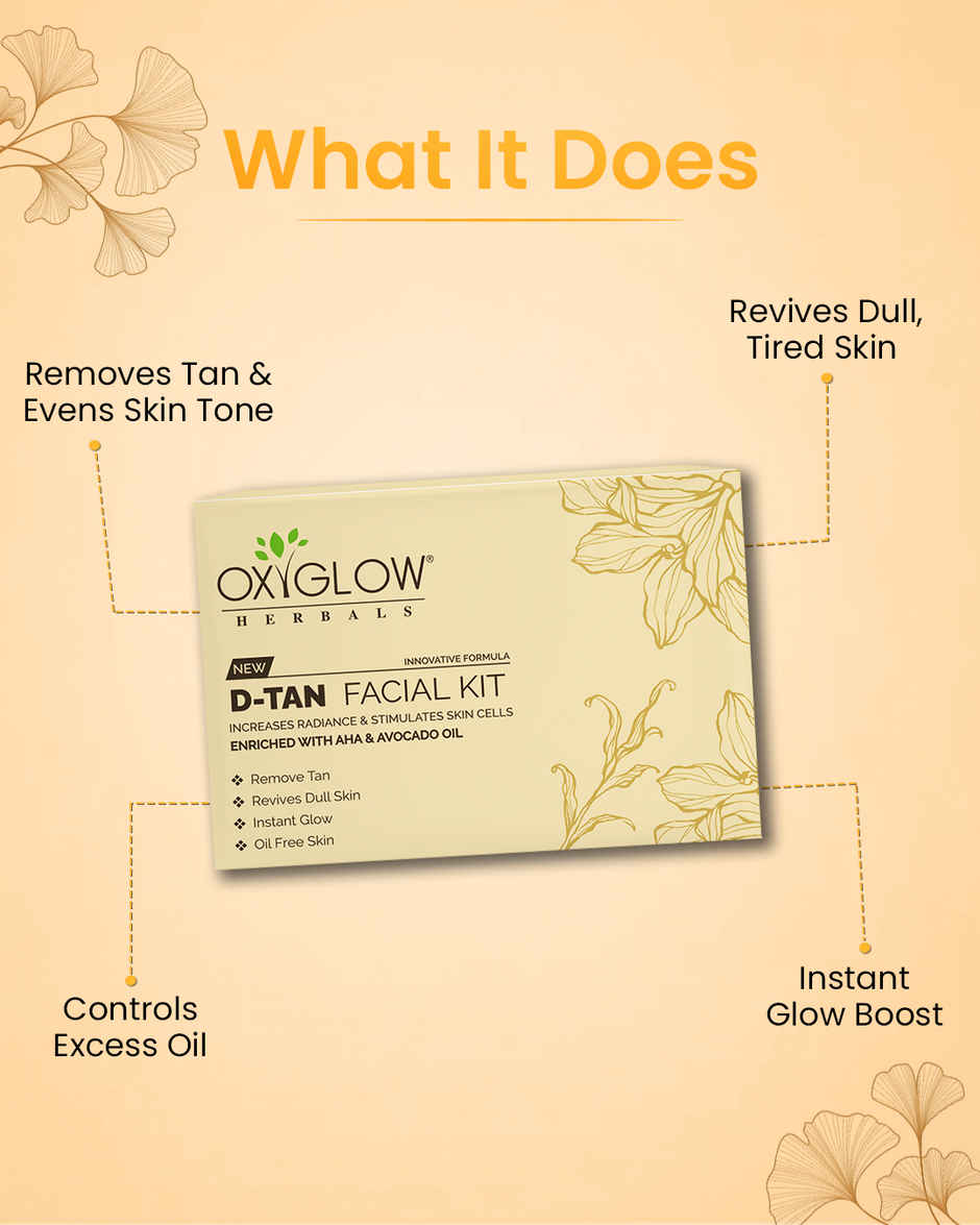 Oxyglow Herbals D-Tan Facial Kit - Remove Tan|Revives Dull Skin|Instant Glow|Oil Free Skin