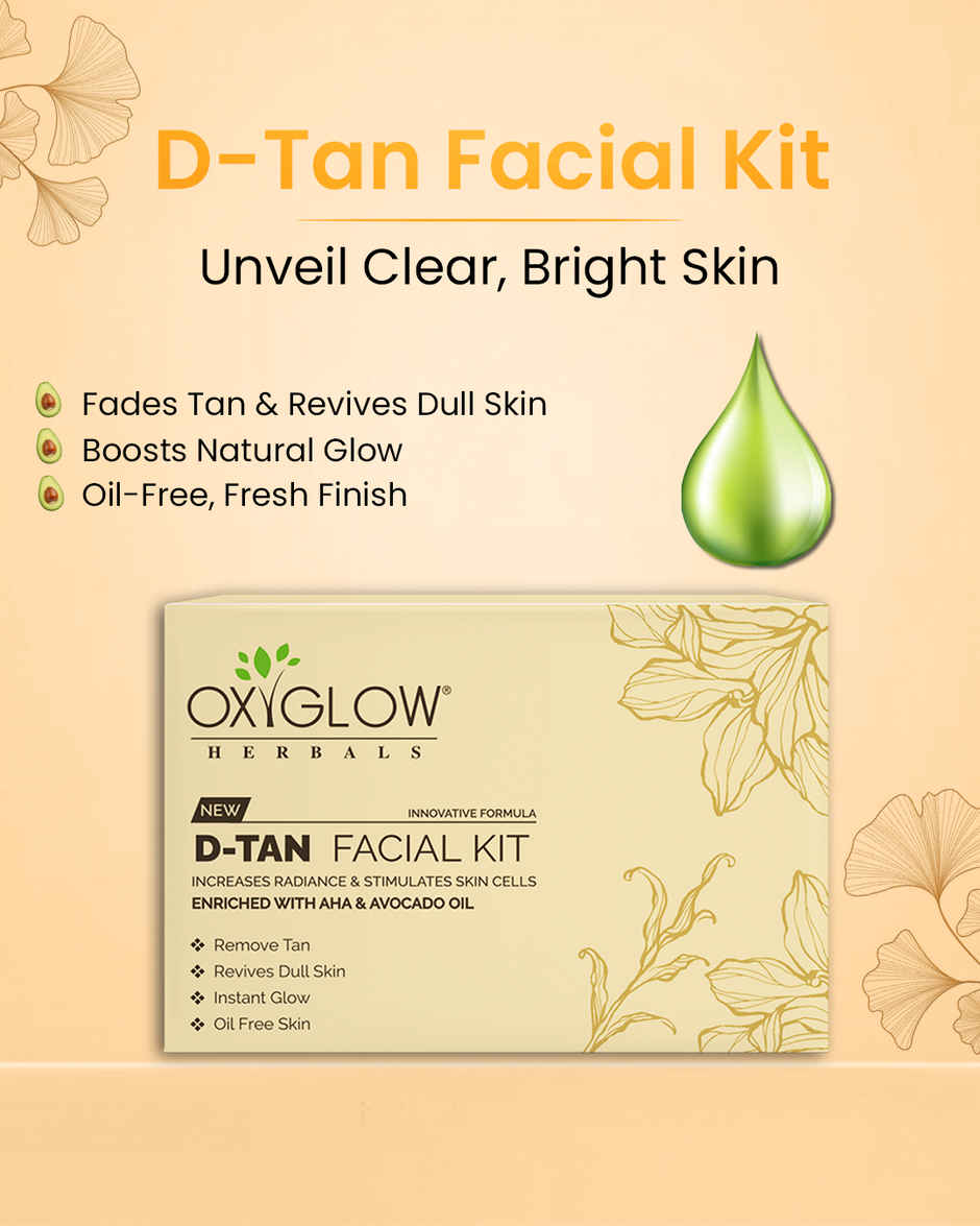 Oxyglow Herbals D-Tan Facial Kit - Remove Tan|Revives Dull Skin|Instant Glow|Oil Free Skin