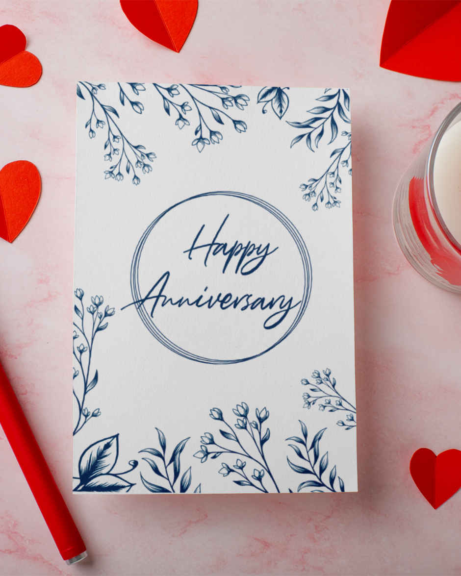 Blue Floral Anniversary Card | Mad Over Prints
