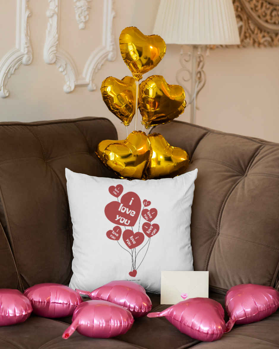 I Love You Heart Balloon Cushion | Mad Over Prints