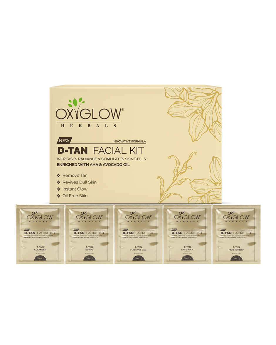 Oxyglow Herbals D-Tan Facial Kit - Remove Tan|Revives Dull Skin|Instant Glow|Oil Free Skin