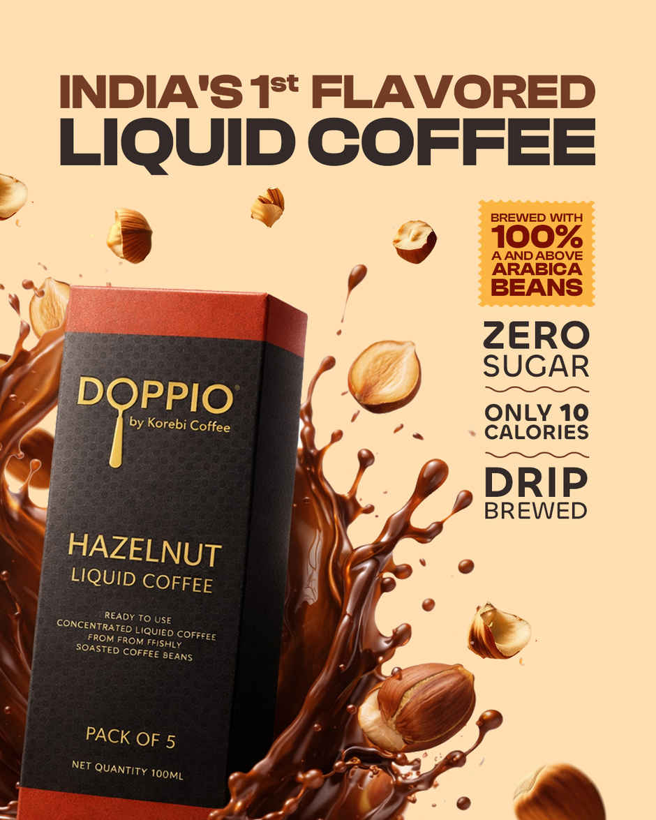 Doppio By Korebi Coffee Hazelnut-Artisan Instant Liquid Coffee Concentrate|5-Pack|20 ml Each
