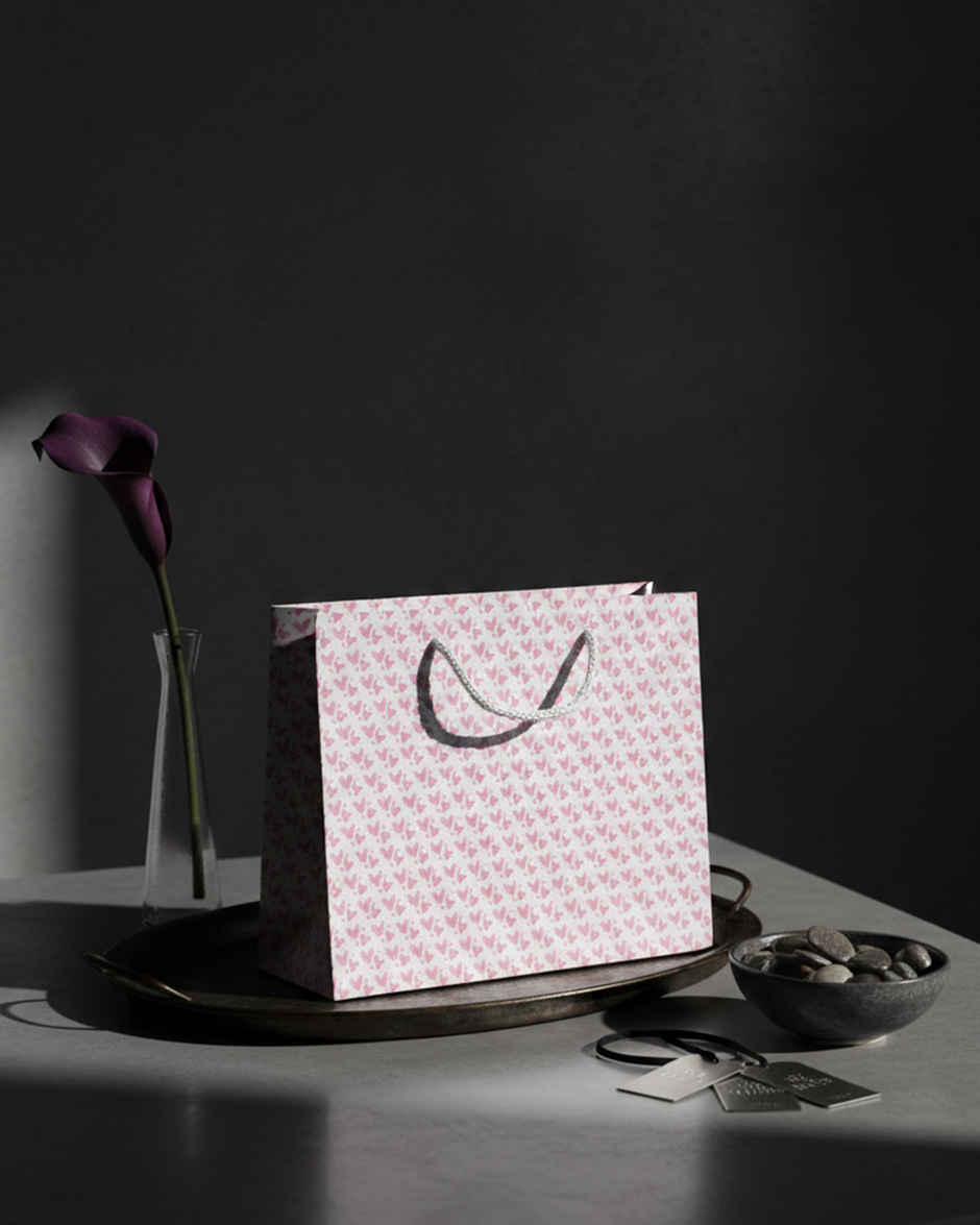 Solid Pattern Filled Heart Gift Bag | 14 x 10 inch | Mad Over Prints