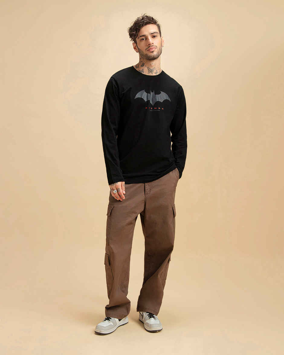 Bewakoof DC Merchandise Men's Batman Outline Logo (BML) Printed T-shirt | Black - S