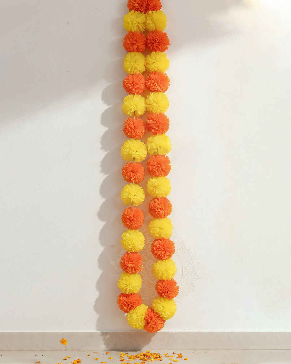 Orange Red Marigold Toran & Garland Set of 5 | Mad Over Print