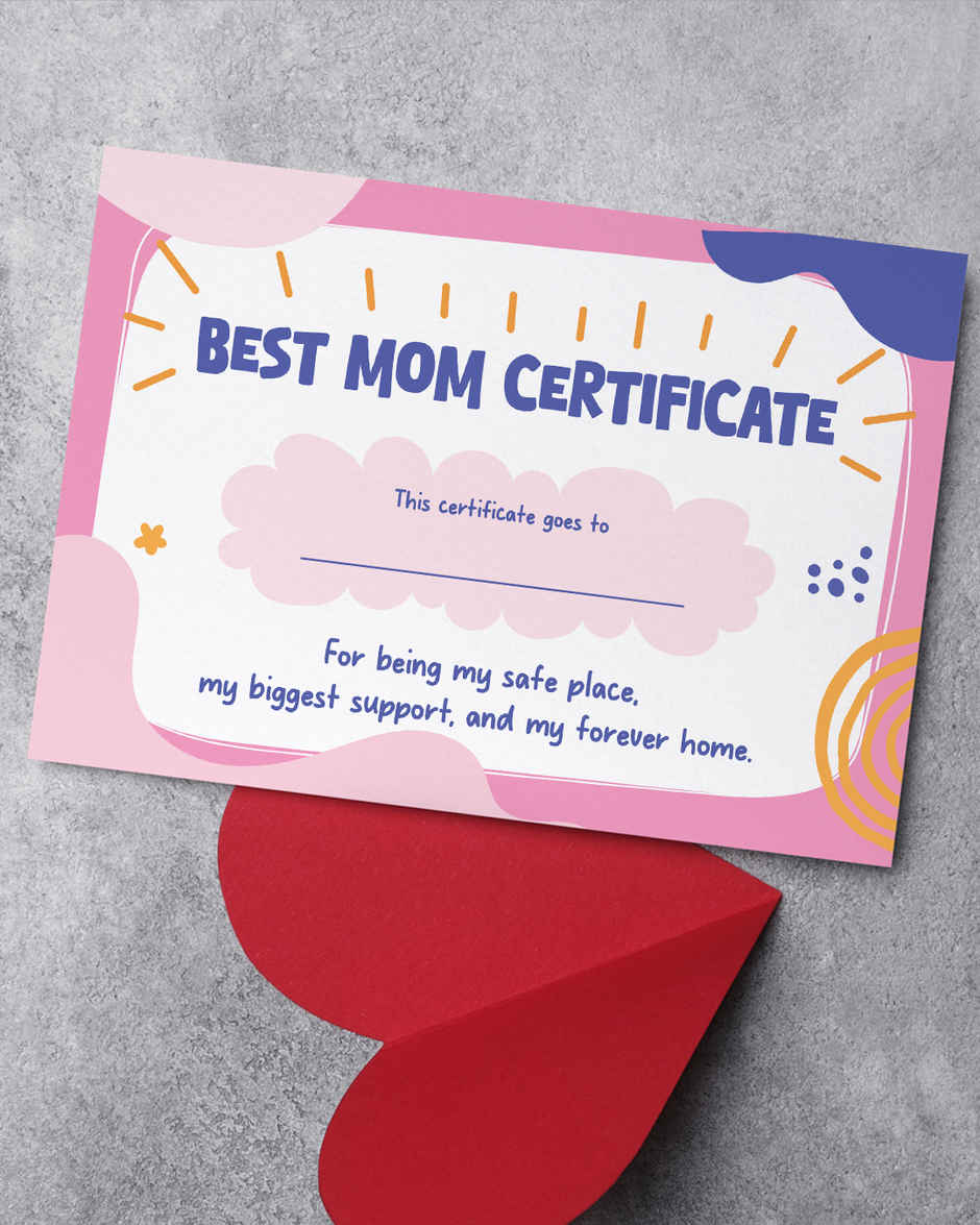 Best Mom Certificate | Keepsake Gift | Vibebling