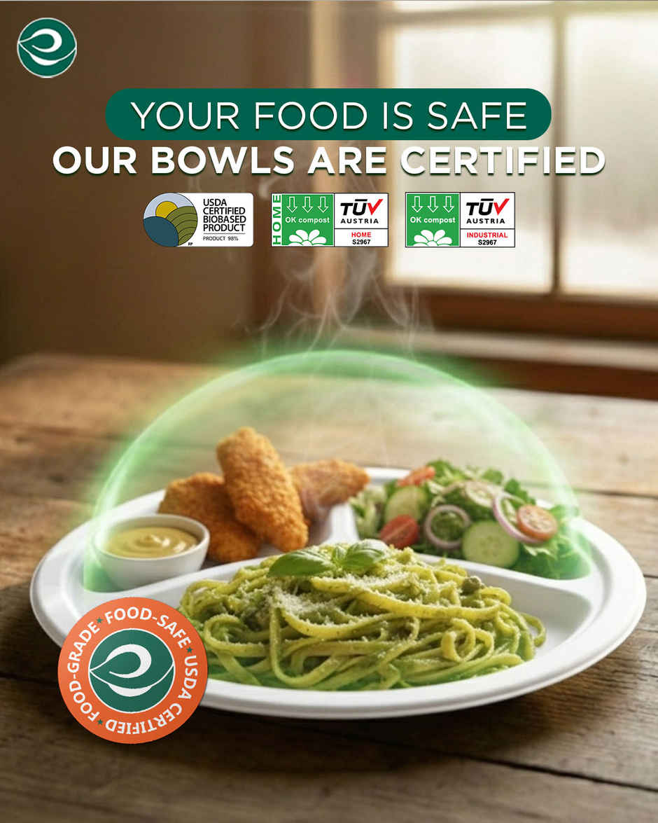 ECO SOUL | Bagasse Disposable Plates | 10 Inch | Round 3CP | 10 Count