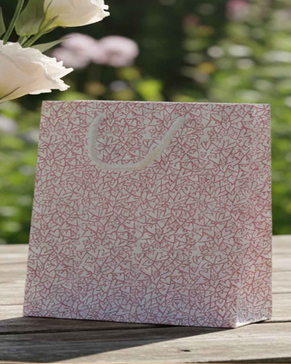 Pink Line Heart Gift Bag | 14 x 10 inch | Mad Over Prints