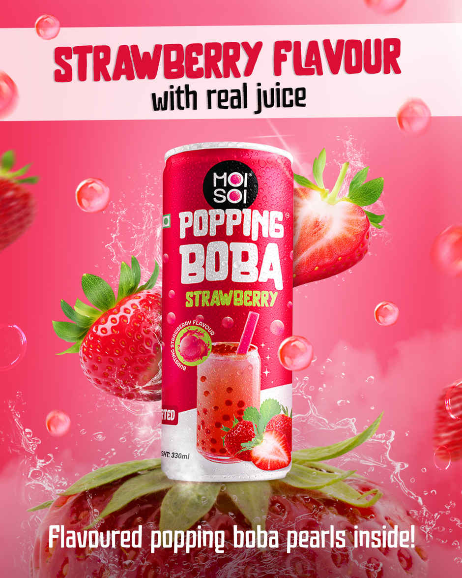 Moi Soi Popping Boba With Strawberry Fruit Drink