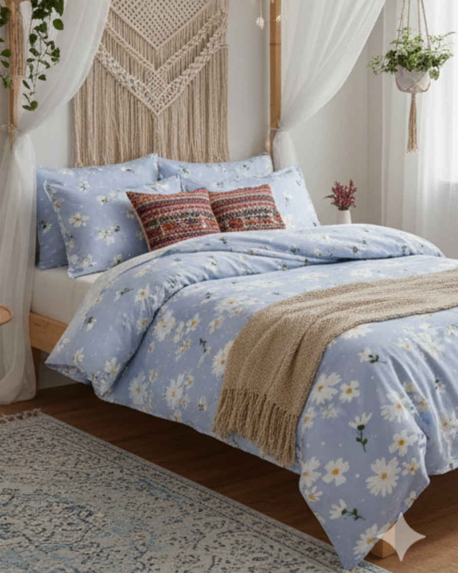 Status Printed Single Comforter  Floral Dream Blue | 150 x 220 cm