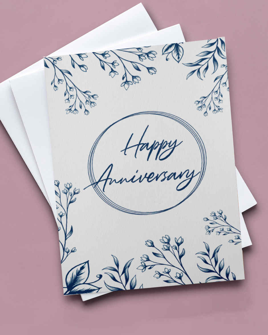 Blue Floral Anniversary Card | Mad Over Prints