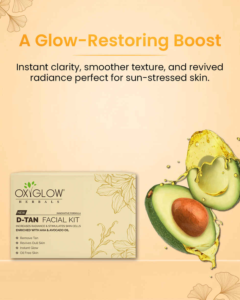 Oxyglow Herbals D-Tan Facial Kit - Remove Tan|Revives Dull Skin|Instant Glow|Oil Free Skin