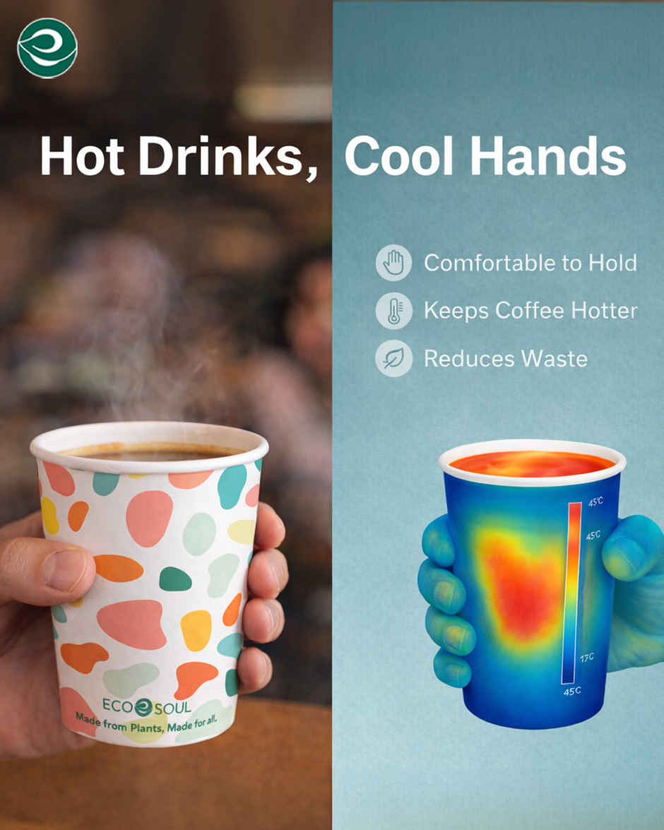 ECO SOUL | Disposable Paper Cups/Glasses | 150 ml | Multi Colour | 50 Count
