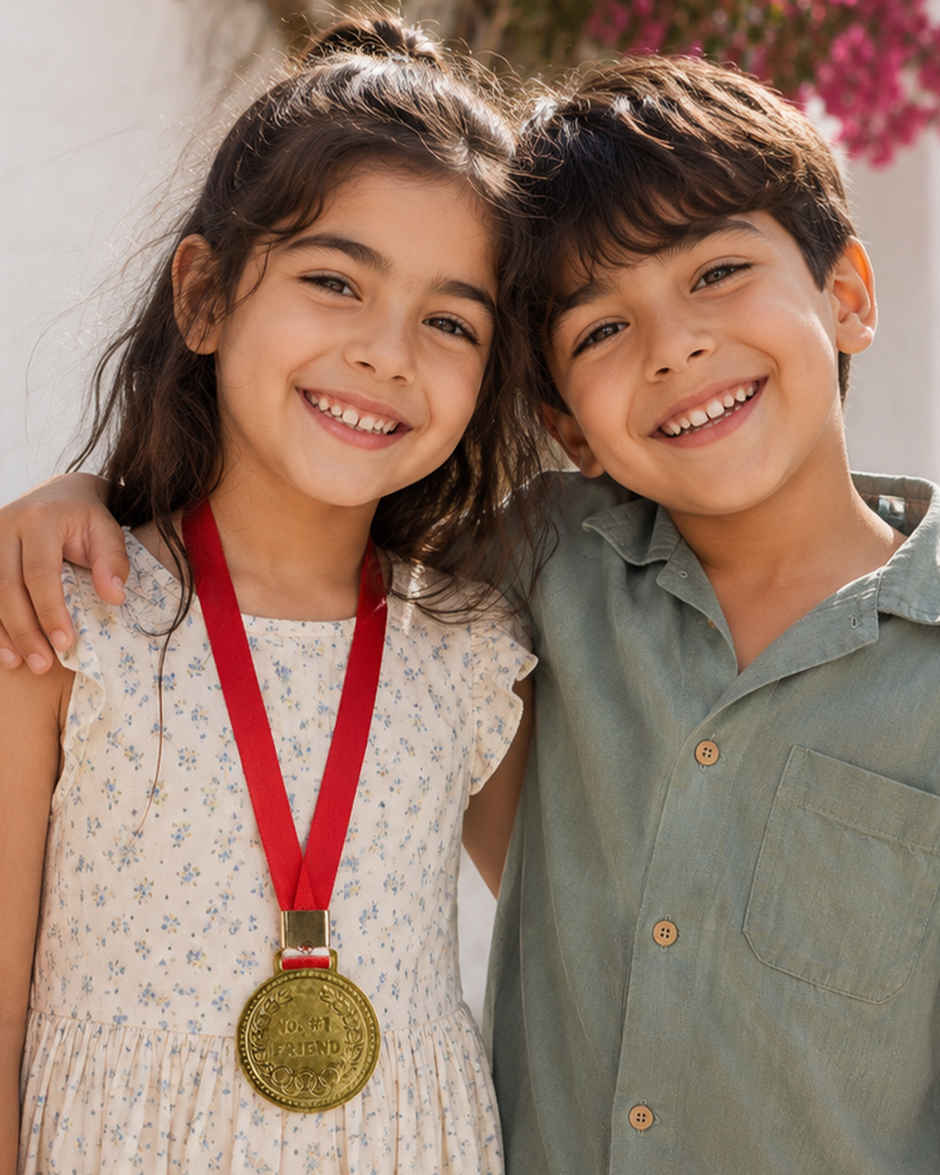 No.1 Friend Gold Medal with Red Ribbon | Mad Over Prints