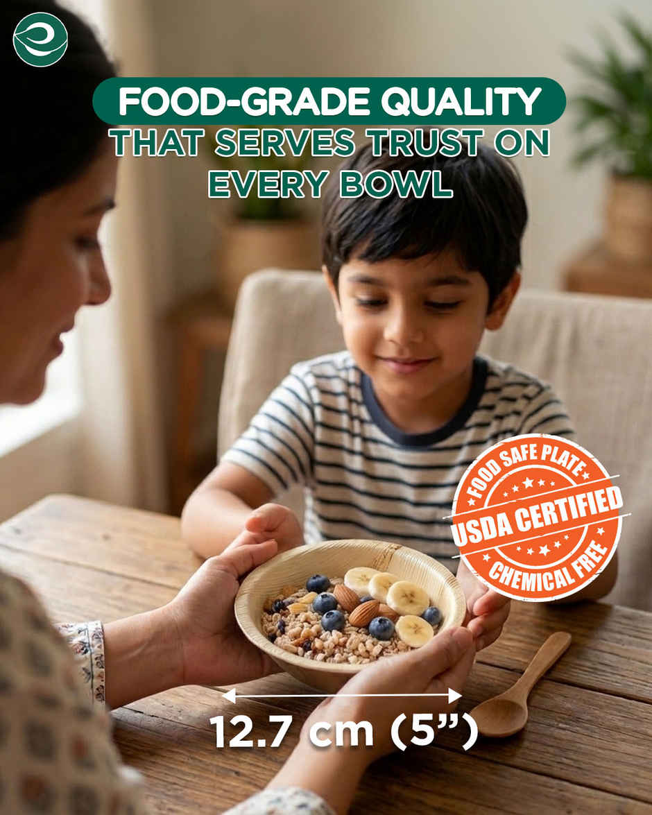 ECO SOUL | Palm Leaf Disposable Bowl | 210 ml | Round | 10 Count