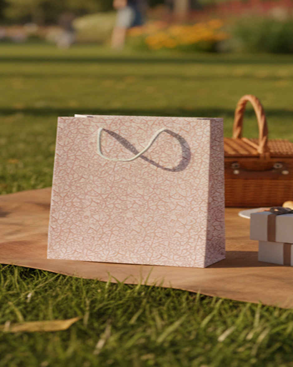 Pink Line Heart Gift Bag | 14 x 10 inch | Mad Over Prints