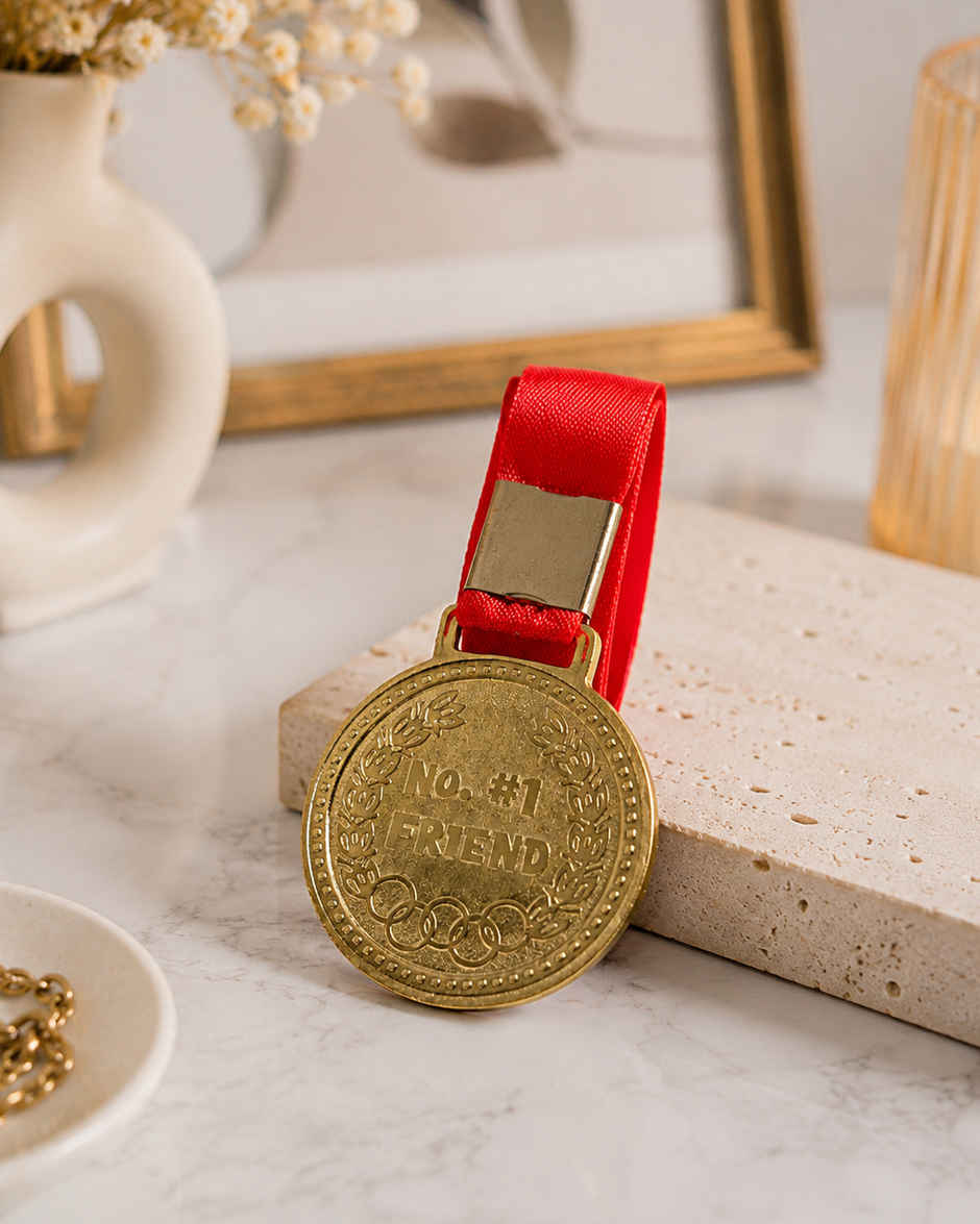 No.1 Friend Gold Medal with Red Ribbon | Mad Over Prints