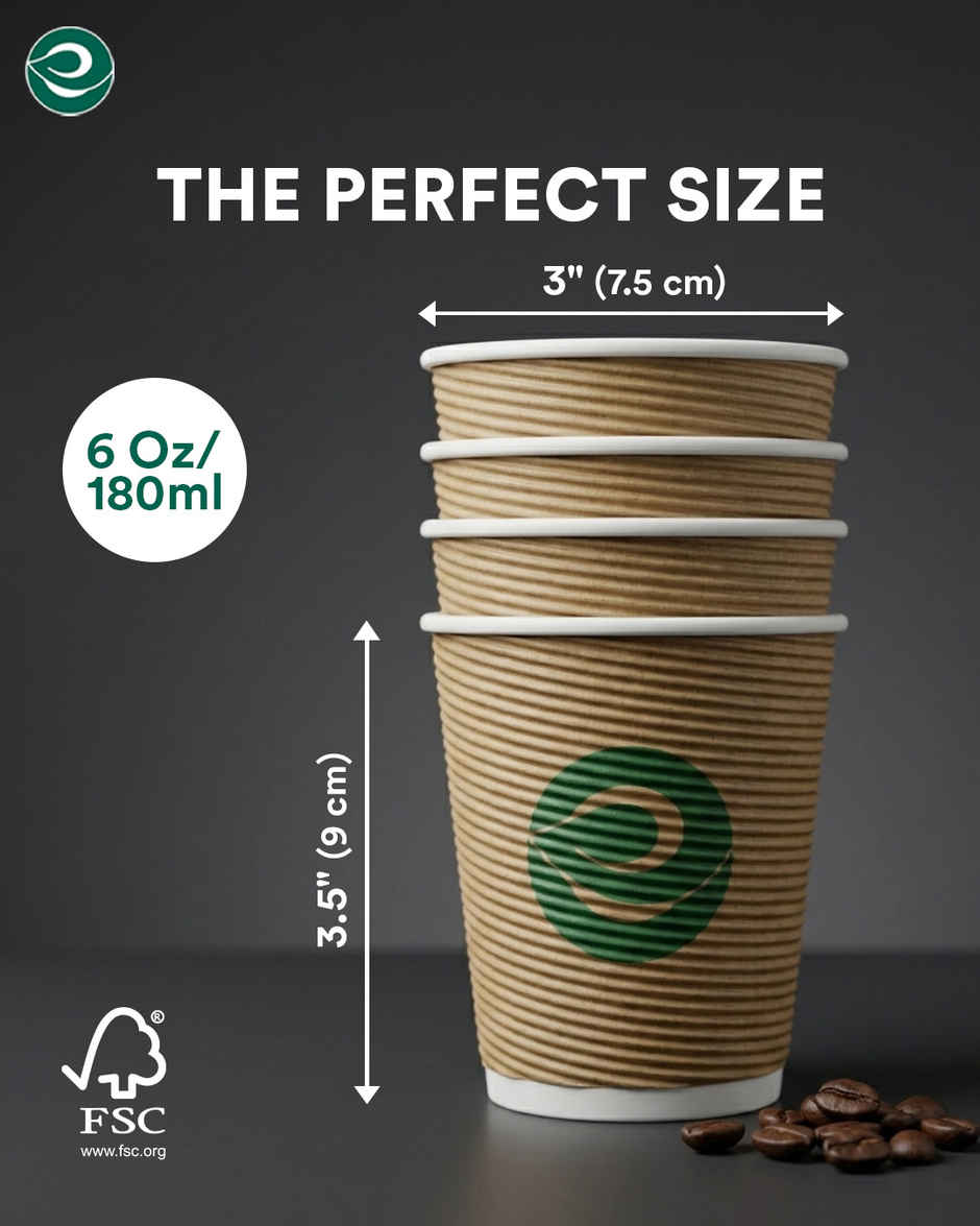 ECO SOUL | Disposable Paper Cups/Glasses | 250 ml | Ripple | 10 Count