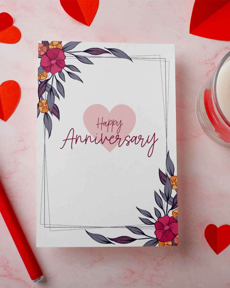Mad Over Print Pink Floral Anniversary Card