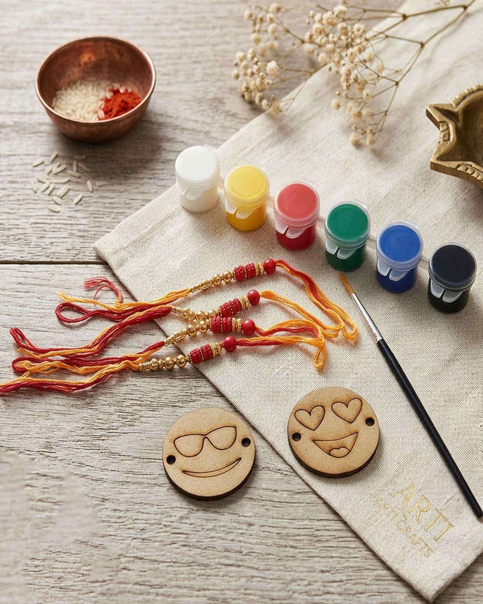 DIY Emoji Rakhi Painting Kit for kids | Unique Find | Pack of 2 | Mad Over Prints