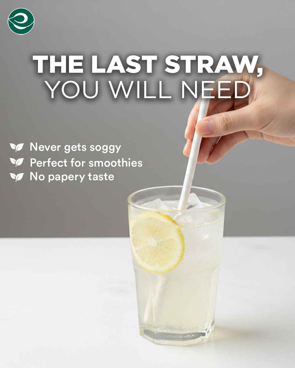 Eco Soul 6mm White | 50 Count | Paper Straw