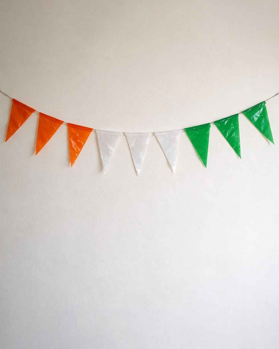 Tricolour Triangle Bunting Banner | Independence Day Party Decoration | Set of 5 | Mad Over Print