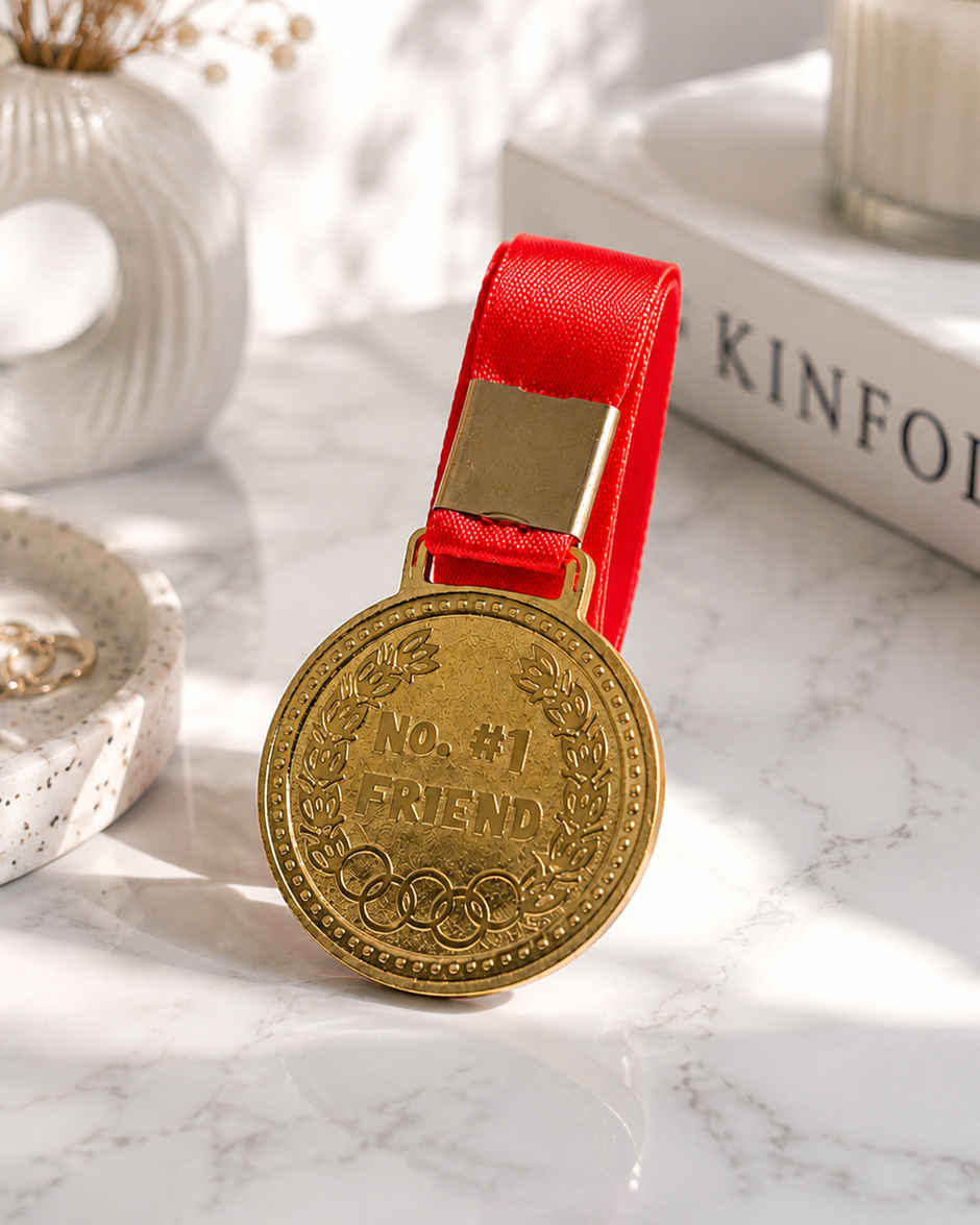 No.1 Friend Gold Medal with Red Ribbon | Mad Over Prints