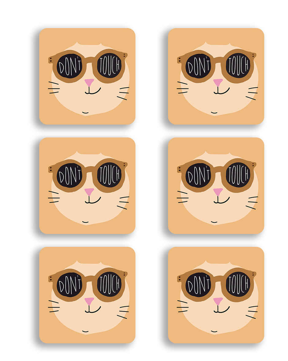 Mad Over Print Dont Touch Coaster ( Pack Of 6 }