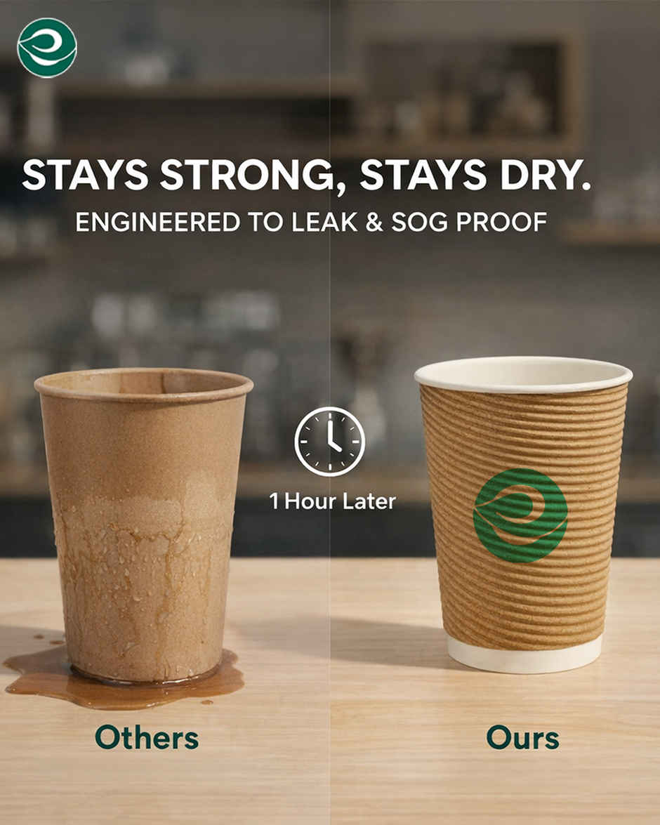 ECO SOUL | Disposable Paper Cups/Glasses | 250 ml | Ripple | 10 Count