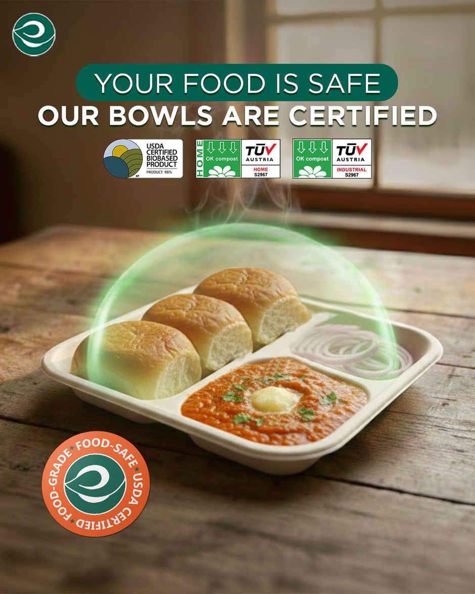 ECO SOUL | Bagasse Disposable Meal Tray/Plates | Square | 3CP | 10 Count