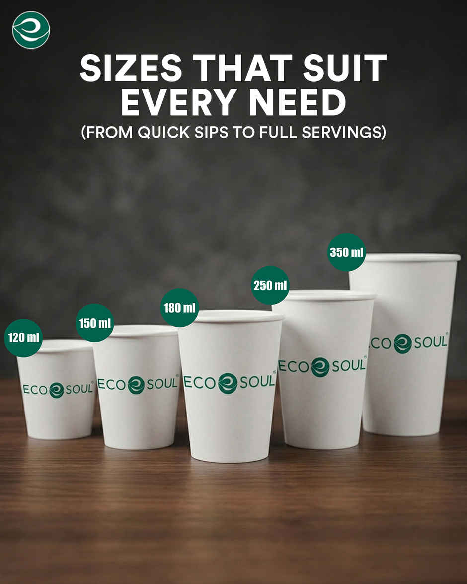 ECO SOUL | Disposable Paper Cups/Glasses | 150 ml | Standard | 50 Count