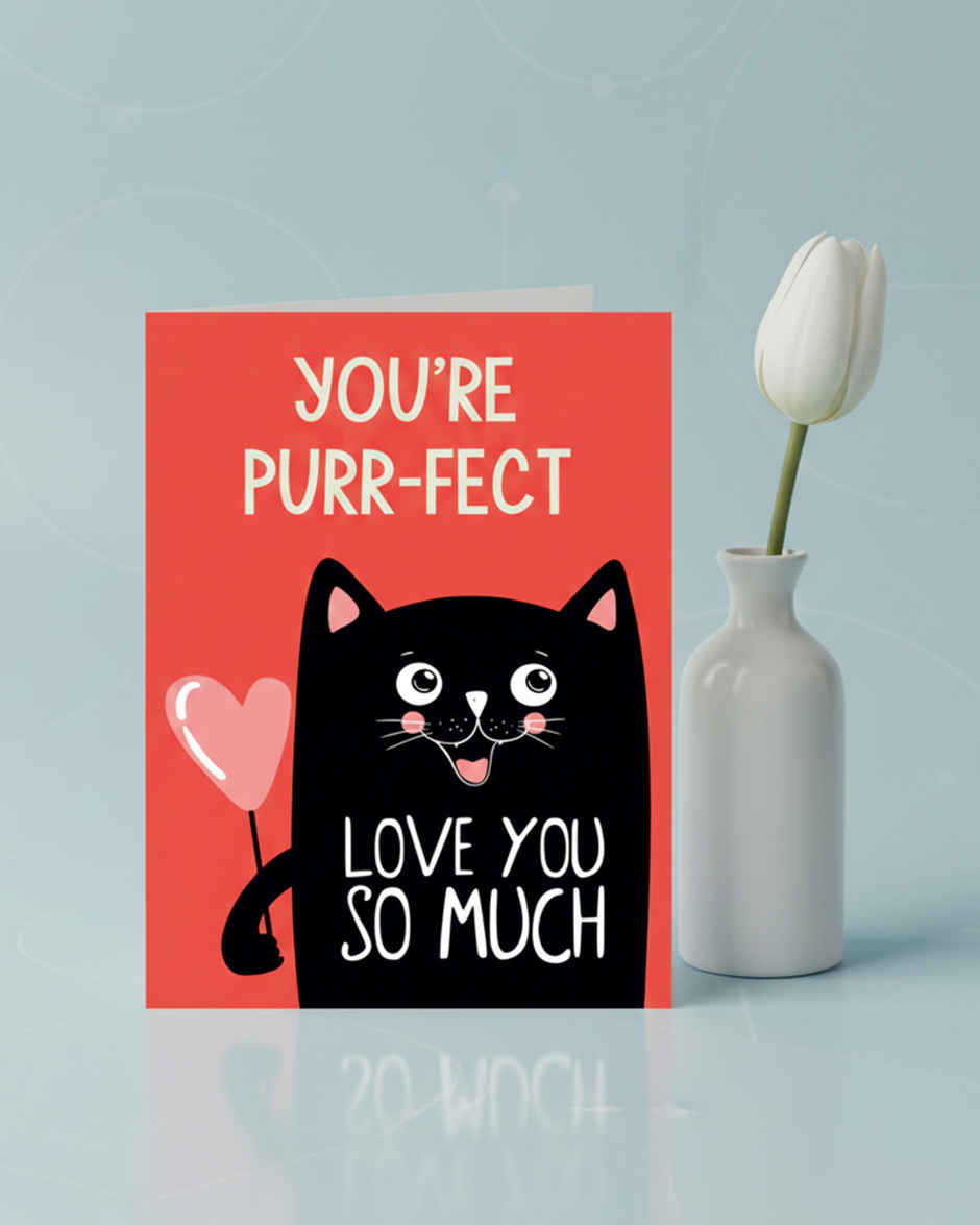 You're Purrfect Love Greeting Card | Vibebling