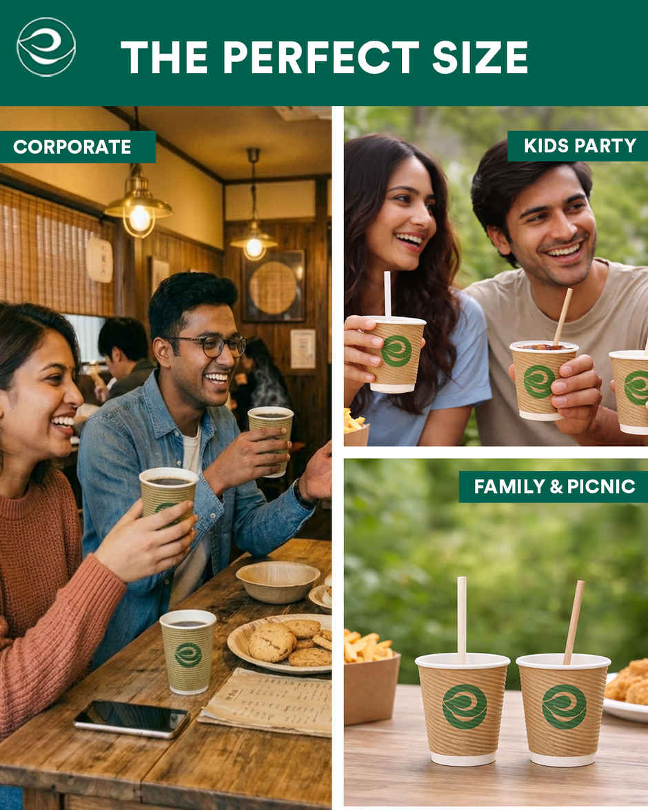 ECO SOUL | Disposable Paper Cups/Glasses | 250 ml | Ripple | 10 Count