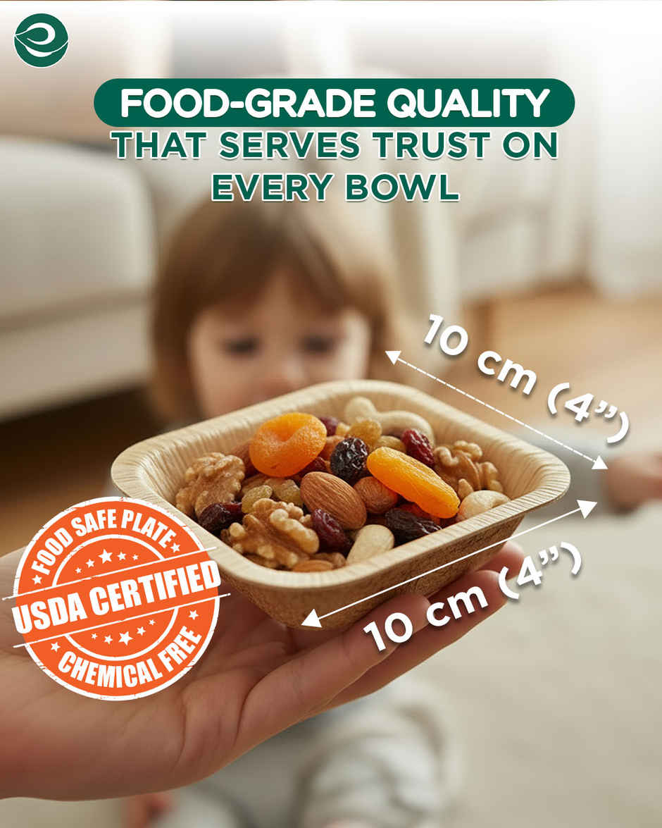 ECO SOUL | Palm Leaf Disposable Bowl | 150 ml | Square | 10 Count