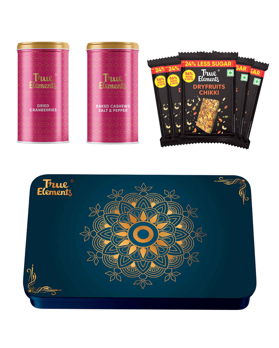 True Elements Diwali Gourmet Crunch & Munch Dryfruit Gift Box
