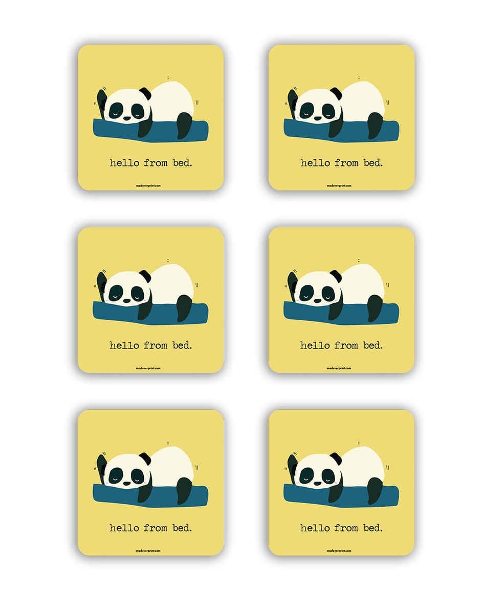 Mad Over Print Lazy Panda Coaster ( Pack Of 6 )