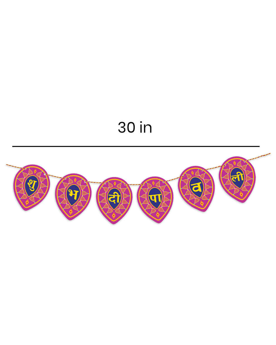 Shubh Diwali Paper Toran | Pink & Blue | Mad Over Print