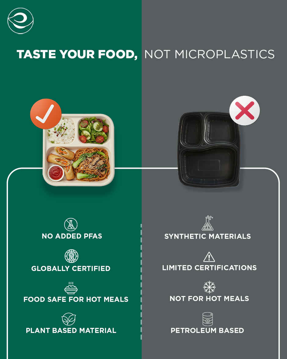 ECO SOUL | Bagasse Disposable Meal Tray/Plates | Square | 3CP | 10 Count